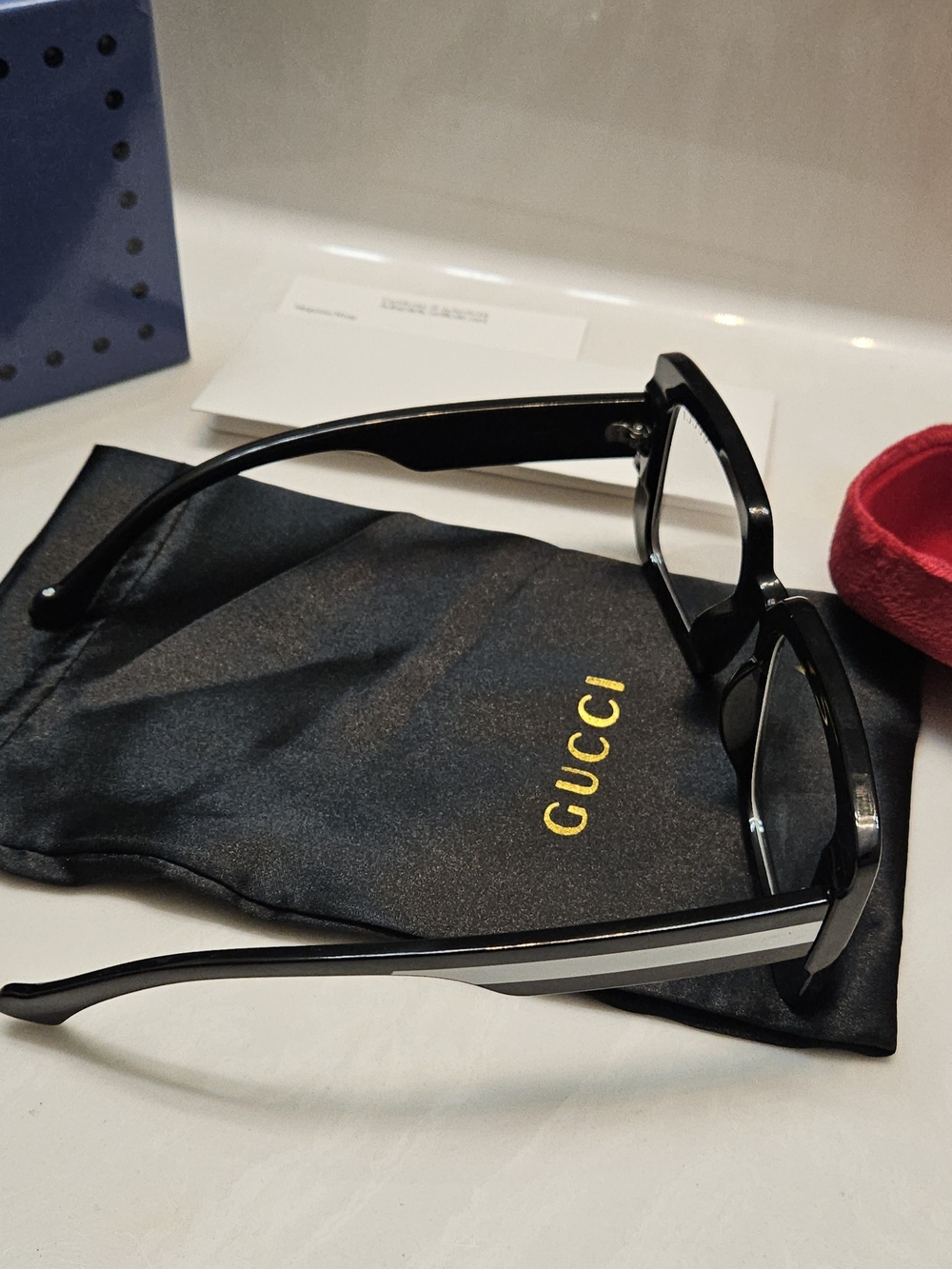 Gucci Black Square Optical Glasses with Red Velvet Case - Picture 6 of 13